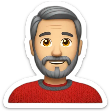 Middle age man with beard and in red sweater sticker