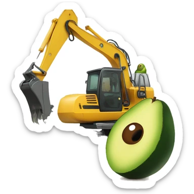 excavator with eyes and an Avocado sticker