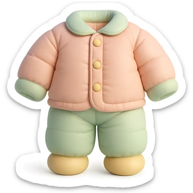cushion style pajamas set with buttons and collar, cozy and rounded shapes, pastel palette sticker