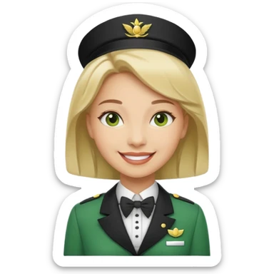 Lady hotel butler with green uniform  sticker