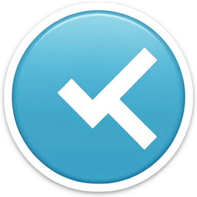 A small solid cyan-blue circle with a centered bright white check mark, clean and minimal, symbolizing trust and distinction sticker