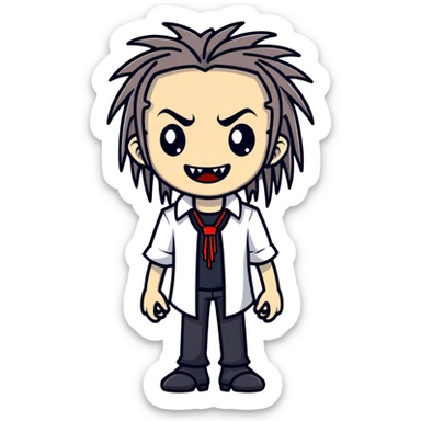 vampire boy with dreadlocks and a white shirt sticker