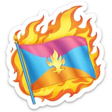 A burning trans flag sticker