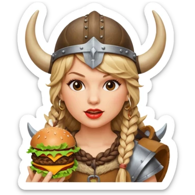 Taylor Swift woman viking eating burger sticker