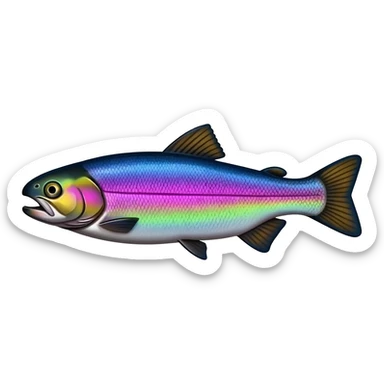 realistic rainbow trout fish bright purple blue green yellow white sticker