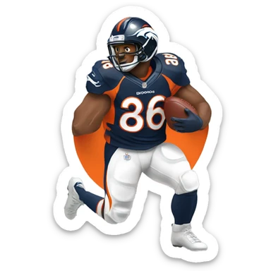 NFL football player, Denver broncos, in the end zone  sticker