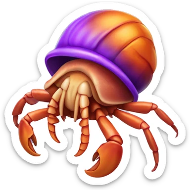 Purple orange smiling hermit crab cartoon  sticker