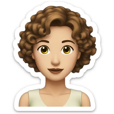 Spanish woman ruffled brown short hair and white skin green and brown eyes  sticker