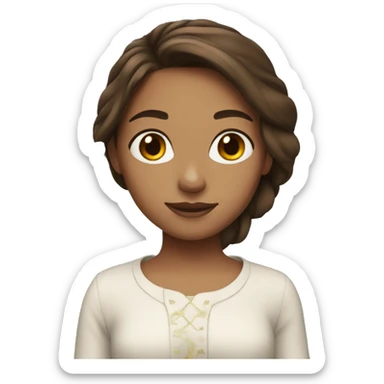 Girl with brown hair with jasmine rose sticker