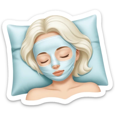 Girl sleeping peacefully with a white beauty face mask on, self care routine sticker