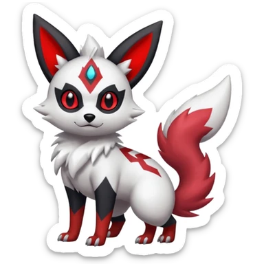 White, black and red Zorua-Umbreon-Zangoose-fusion (full body) sticker