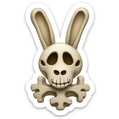 A full-length rabbit skeleton with crosses over its eyes sticker