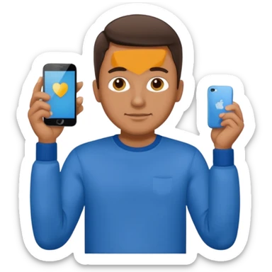 man in shirt with a blue jumper on top and blue jeans sticker