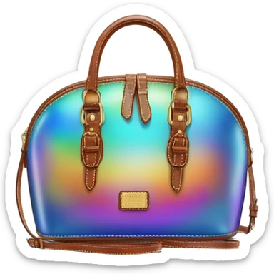 Realistic iridescent dome shaped Dooney and Bourke satchel purse isolated.  sticker