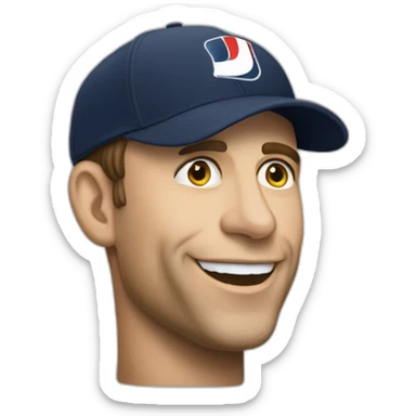 Macron avec une casquette Nike buvant une bière sticker