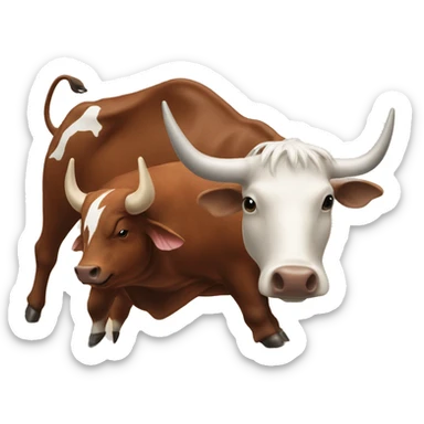 Razorback fighting a longhorn cow  sticker