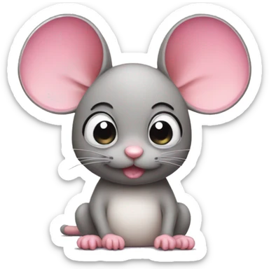 Mouse with pink bow in hair and Eyes full of pity sticker