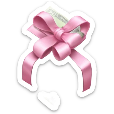 stack of money with baby pink bow sticker