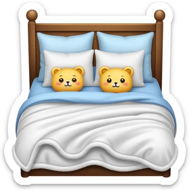 cozy bed with pillows and blanket sticker