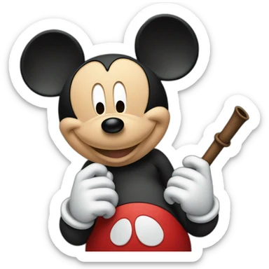 mickey mouse holding a pipe with both hands towards face sticker