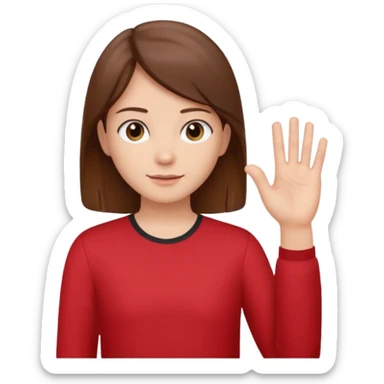 Mach mir einen Tyoen mit braunen haaren der mit seiner linken hand zur seite zeigt sticker