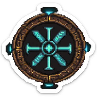 Special access token with ancient magical runes and glowing core sticker
