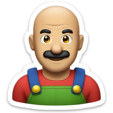 Mario with a bald head sticker