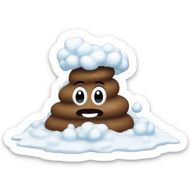 Poop falling down a rainbow into a pile of snow sticker
