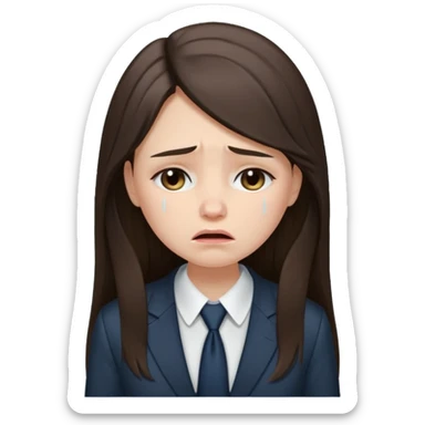sad brunette girl long hair in buisiness outfit crying emoji sticker
