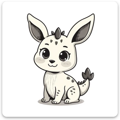 Kawaii bunny plant dragon with tiny spikes, extremely cute, giant sparkly eyes, blushing cheeks, pastel colors, small mouth, adorable expression, colored pencil texture, visible pencil strokes, soft blending, textured shading sticker