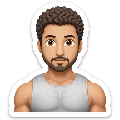 Arabischer hübscher mann mit muskeln, kurze haare locken mit seiten auf null und ziegenbart und modern sticker