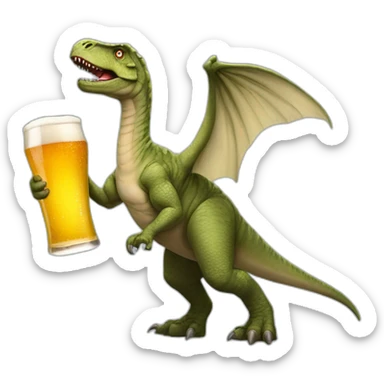 Un dinosaure humain avec des ailes qui boit une bière sticker