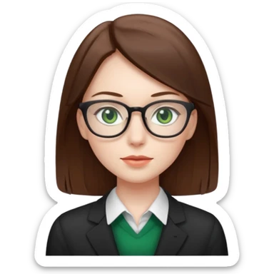 Green eyes office girl with straight hair  sticker