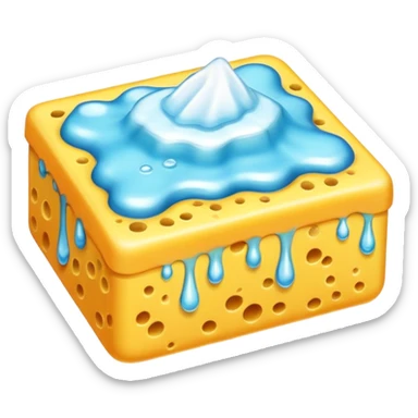 foam sponge object icon, soft sponge with soap foam, glossy wet look, 3D cartoon, mobile game icon style, centered, clean background, no text, no watermark

 sticker