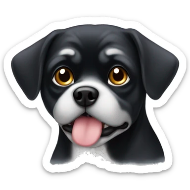 old black puggle with white hair sticker