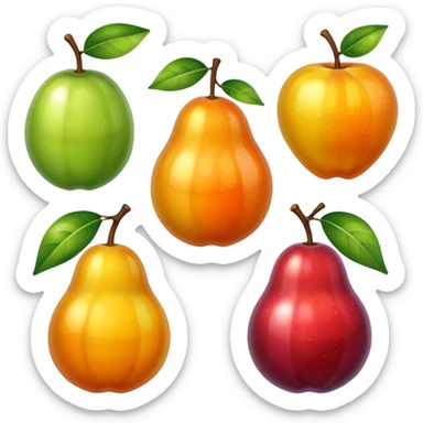 transparent fruit, shiny and translucent glass style sticker