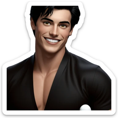 smiling boy with black hair sticker