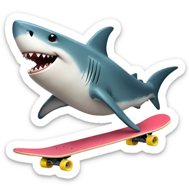 shark riding a skateboard sticker