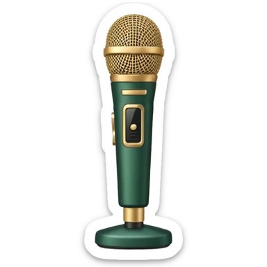 radio microphone, dark green with beige inserts, front view sticker