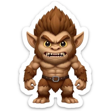 3d style hairy brown troll sticker