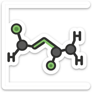 flat toon style stylized molecule with green highlights representing cis-3-hexenol sticker