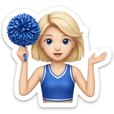 football cheerleader, holding a cheering pom, blue sticker