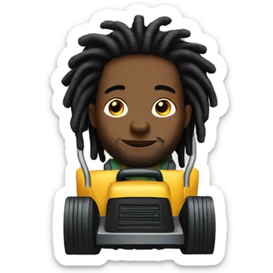 Black man with dreads on lawn mover sticker