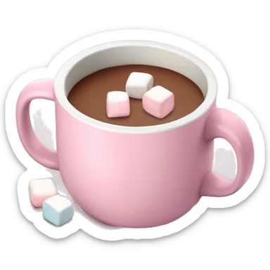 Light Pink mug of hot chocolate with marshmallows  sticker