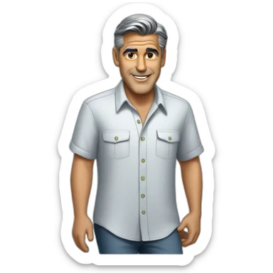 george clooney cartoon wearing shirt sticker