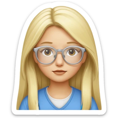 blonde girl with long hair and white glasses sticker