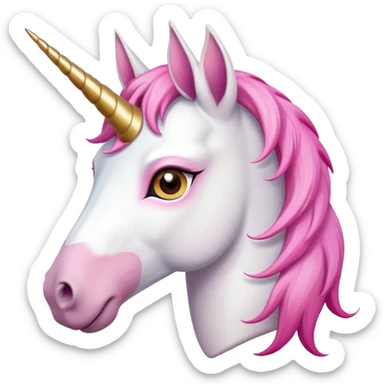 head of an anthropomorphised female unicorn horse, looking directly ahead, standard pose sticker