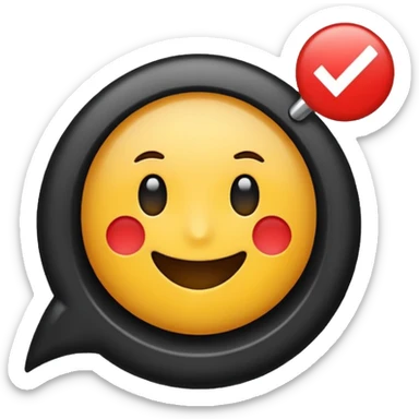 fait moi un emojis avec un fond bleu et un check mark noir au milieux sticker