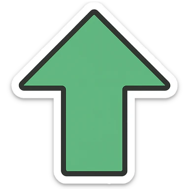 minimalistic flat look upward pointing green arrow, simple and clean sticker