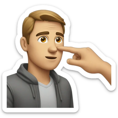 A man points his hand at the eye and pulls it down sticker